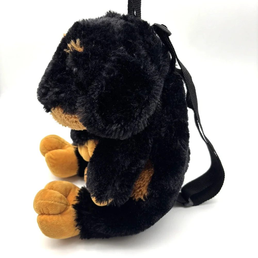 2016 Calplush Rottweiler Dog Black & Brown Super Soft Kids Backpack 14x8x3